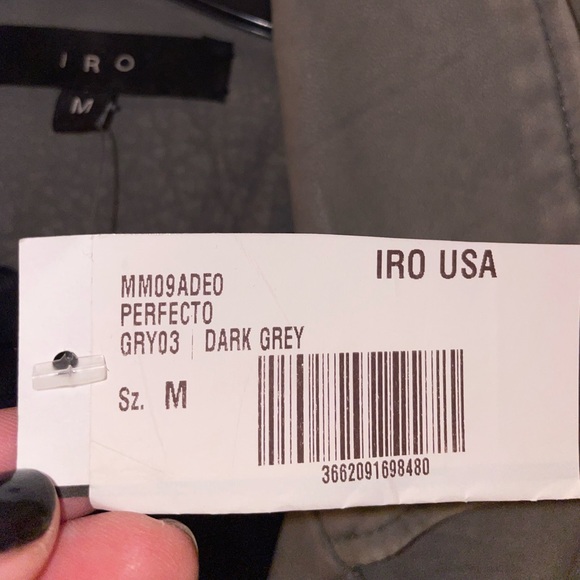 Iro leather jacket size M grey with green hue real leather NWT - Picture 3 of 11
